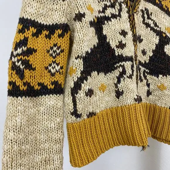 Free People Rudolph Cardigan - Golden Yellow & Tan - Size Small